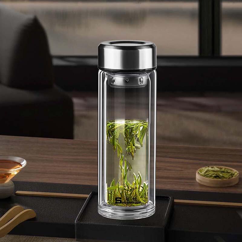 Shuanghan Double-Layer Glass Tea Infuser Cup