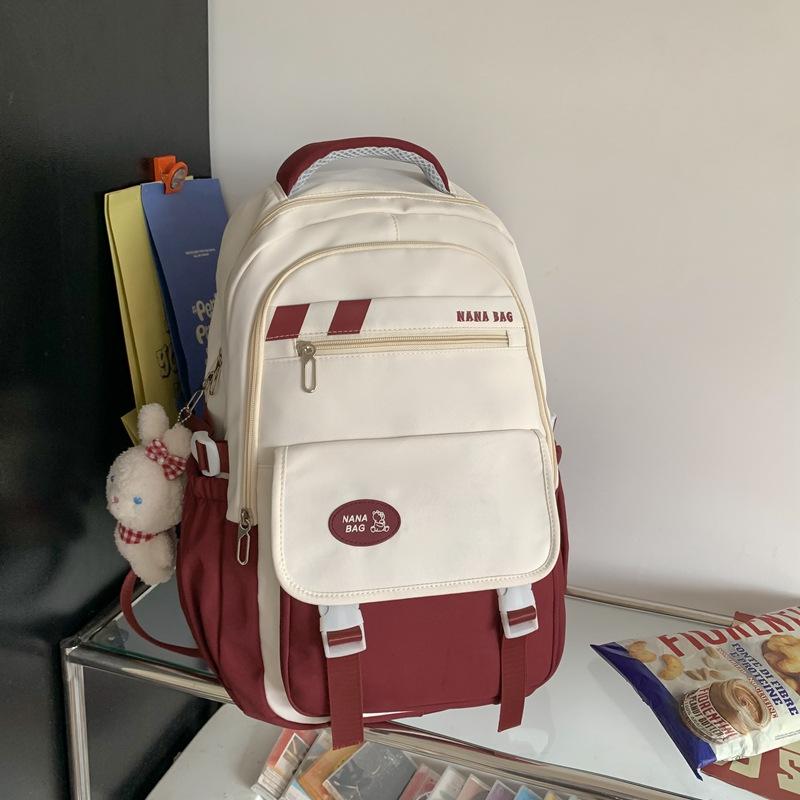 Schoolbag Junior High School Girl Japanese Ins College High School Joker Contrast Minority Design College Student Backpack Backpack