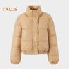 Winter Women Jacket Thickened Padded Stand Collar Neck Protection Windproof Heat Retention Solid Color Zip-up Long Sleeves Down Coat