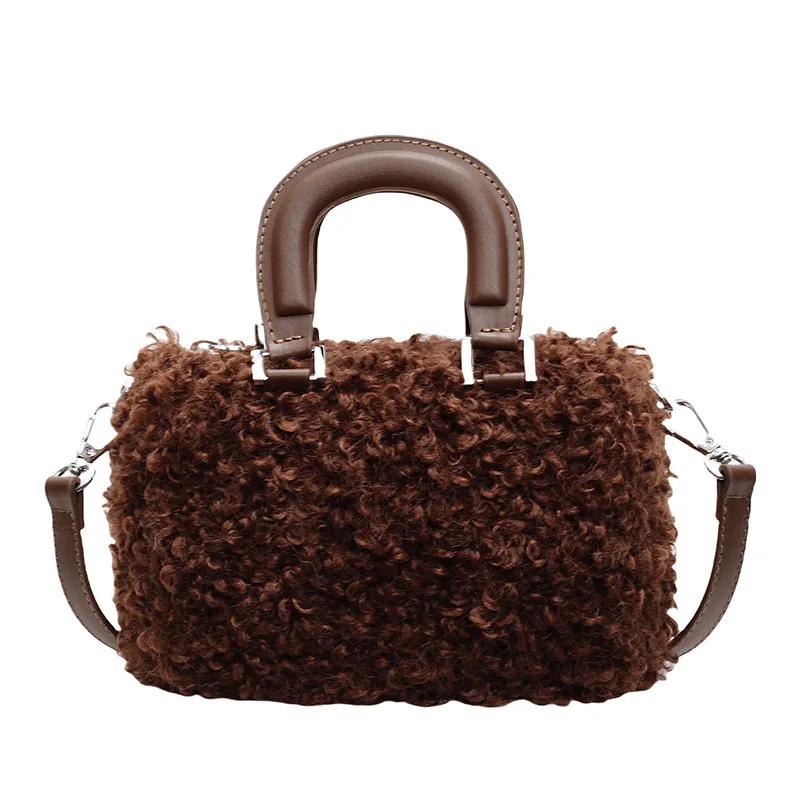 Nowa koreańska casualowa mała kwadratowa torebka dla kobiet retro niszowy design imitacja wełny modna torba