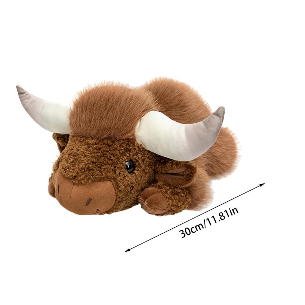 Cow Plush 11.81in Realistic Soft Weighted Toys Stuffed Pillow Lying Cattle Toy For Kids Adults Home Office Nursery Bedroom Car