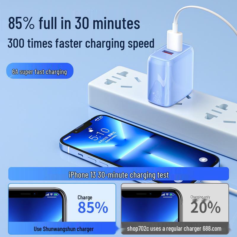 240W Smart Safe 6A Fast Charging Phone Charger Head with Protocol Compatibility & Visible Indicator