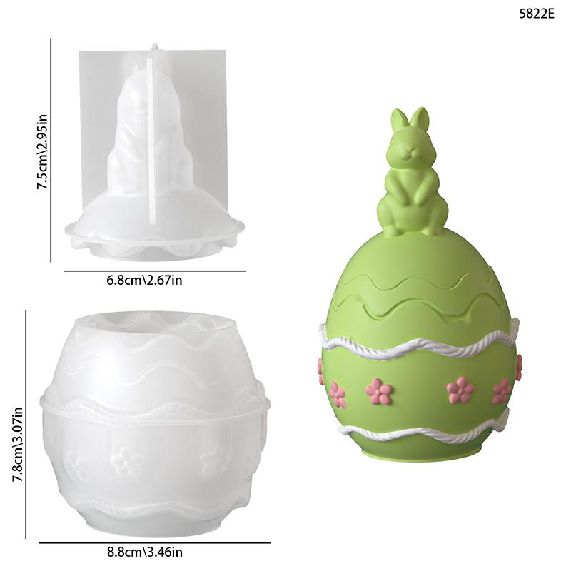 Easter Silicone Molds Smooth Egg Straight-Ear Bunny Shapes For Making Candle Cups Plaster Ornaments DIY Holiday Decor Crafts