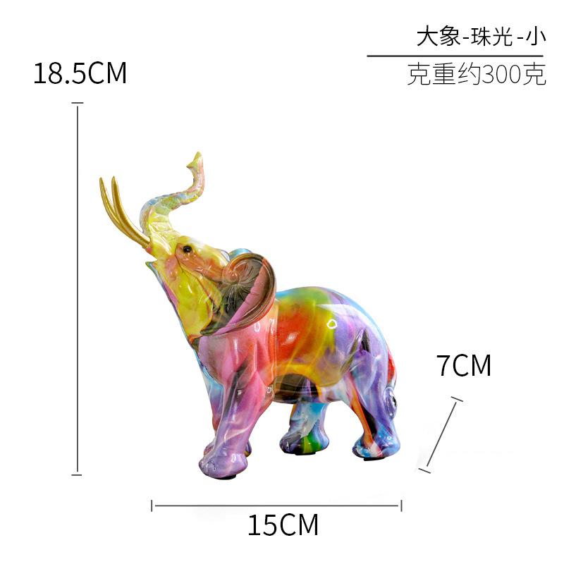 New Creative Resin Crafts Graffiti Colorful Elephant Ornaments Home Decor Living Room Foyer Desktop Ornaments Decorative Gifts