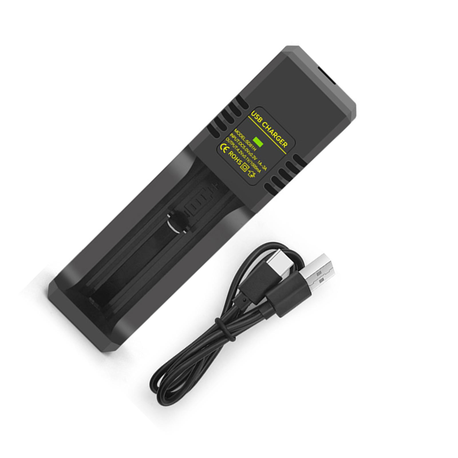 

Адаптер зарядного устройства для одного аккумулятора USB Зарядная коробка Совместимость с моделями 18650 14500 16340 26650 21700 Черный