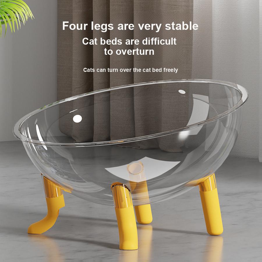 Large Cat Cave Space Capsule Pet House Summer All Seasons Universal Transparent Acrylic Rotating Base Cat Toy Pet Supplies
