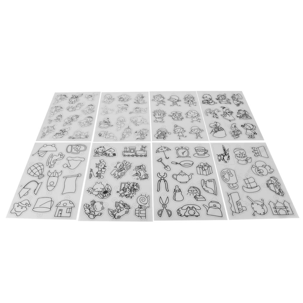 8 ks Smršťovací fólie Vzor pro chlapce a dívky Průsvitná Široké použití Shrinky Art papír pro DIY