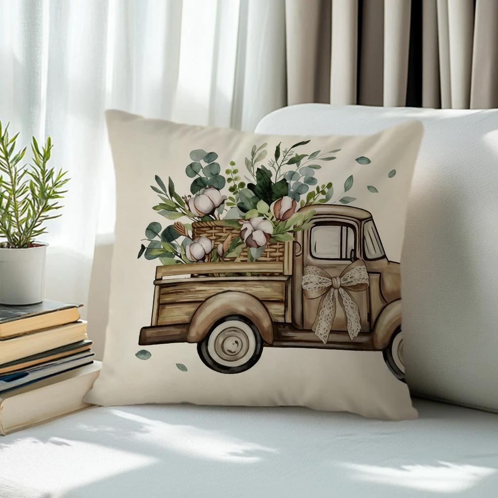 1pcs/4pcs Bless Home Farmhouse Cushions Pillowcase Polyester Cushion Cover Throw Pillow Pillowcover Home Car Sofa Decor
