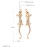 New Luxurious Lizard Drop Earring Personality Gothic Natural Zircon  Rose Gold Color Earrings Fashion Animal Jewelry