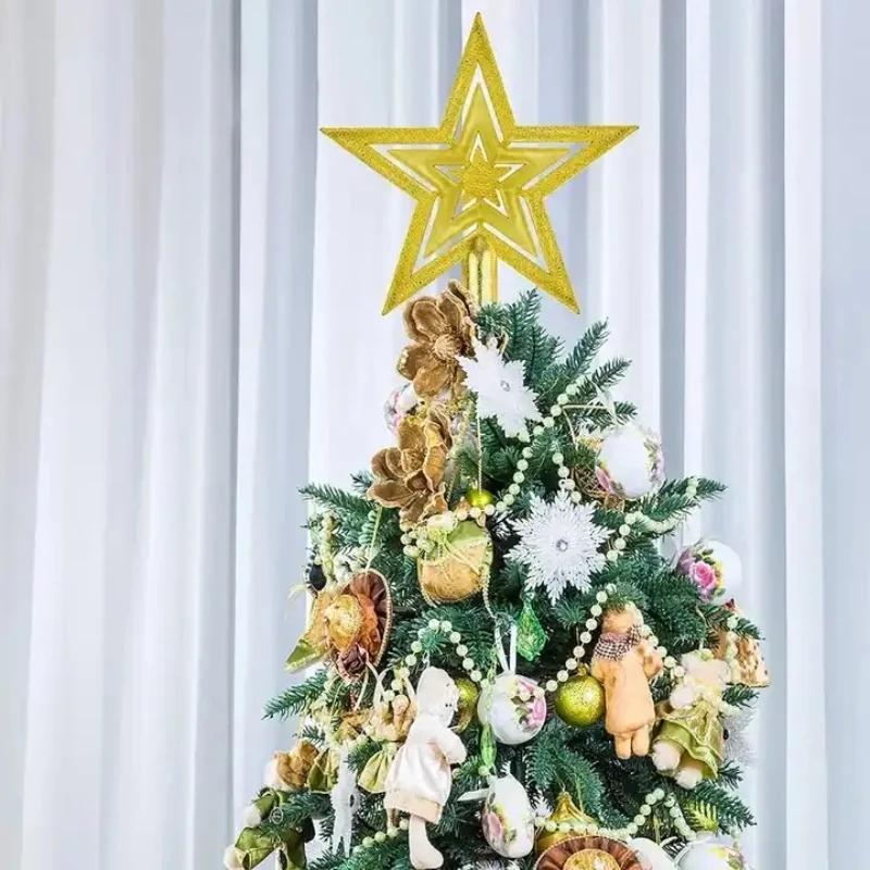 20PCS Christmas Tree Toppers Pentagram Accessories Electroplated Tree Toppers Garland Accessories Christmas Decorations
