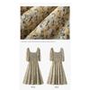 Abito lungo floreale vintage da donna in chiffon con colletto quadrato e maniche a sbuffo, stile francese, nuovo arrivo estivo 2024