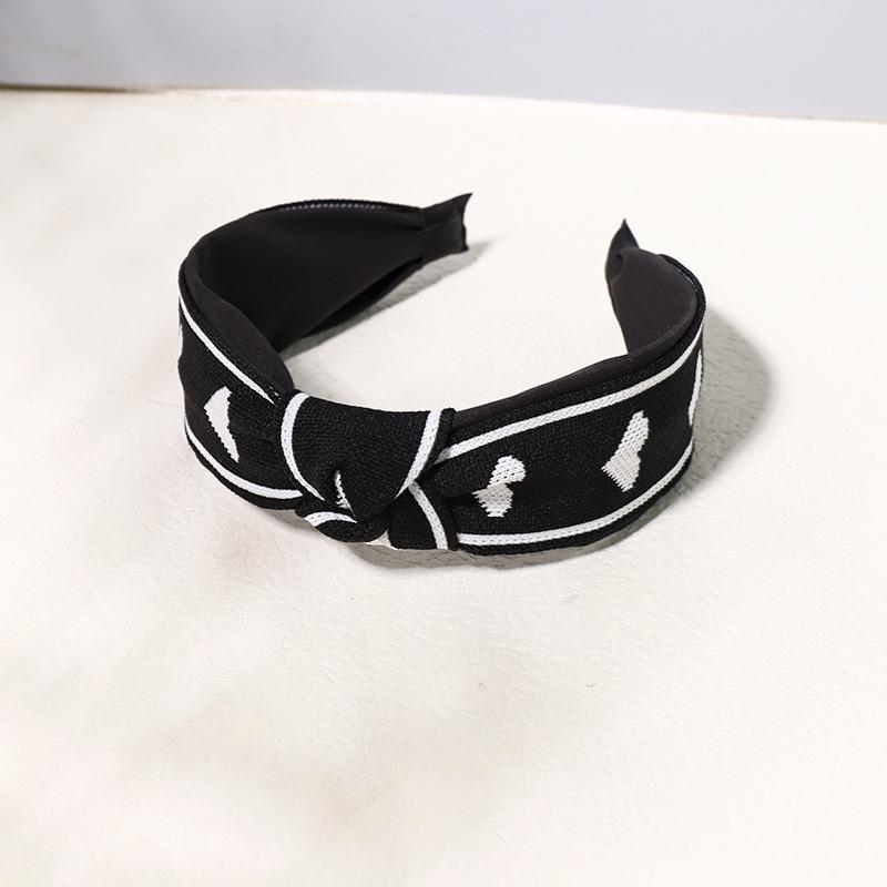 Vintage Print Wool Satin Patchwork Headband for Women Ladies Shopping Party Photograph Hair Hoop Accessories