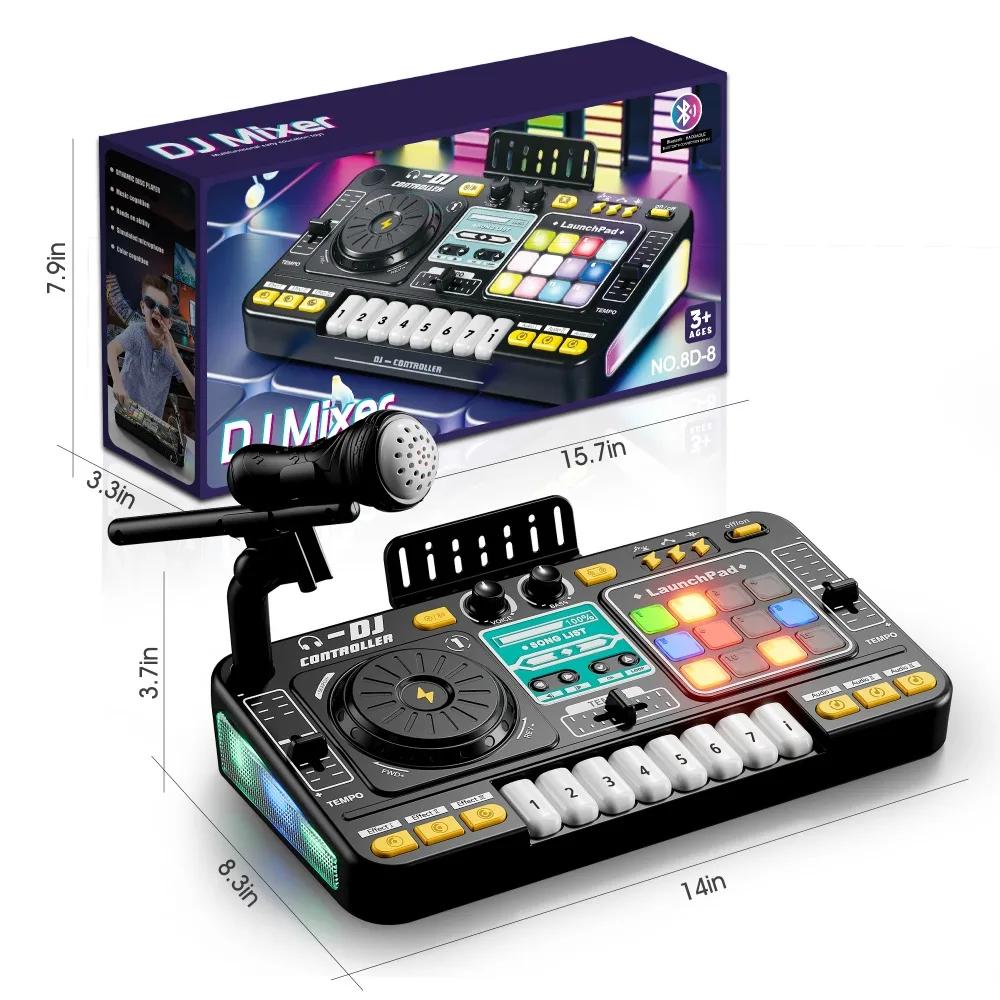 Non-Toxic Kid Dj Mixer With Microphone Electronic Piano Keyboard Bluetooth Dj Turntable Controller Musical Instrument Kid Christmas Gift