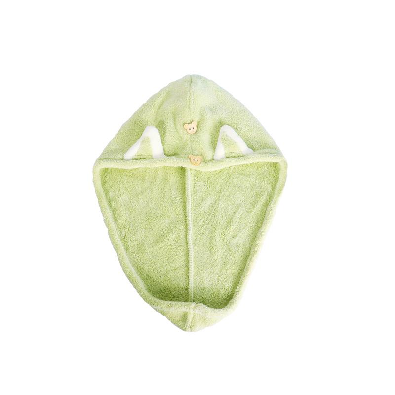 Quick Dry Hair Towels Women And Child Cute Cat  Ear Super Absorption Thicker Microfiber Turban Towels With Bear Buttons