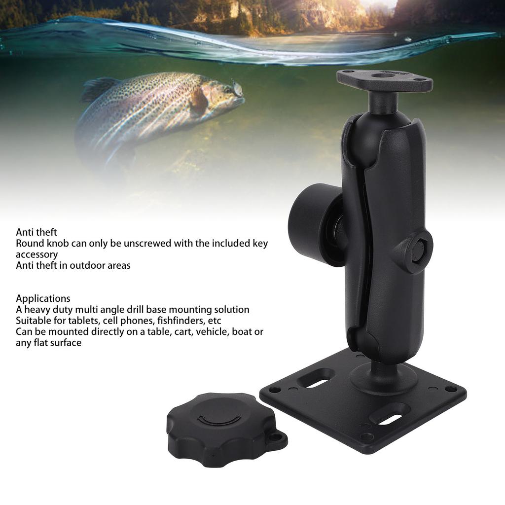 1.5 Inch Double Ball Mount Prevent Theft Aluminum Alloy Double Socket Arm with C Size Ball for Tablet Fish Finder