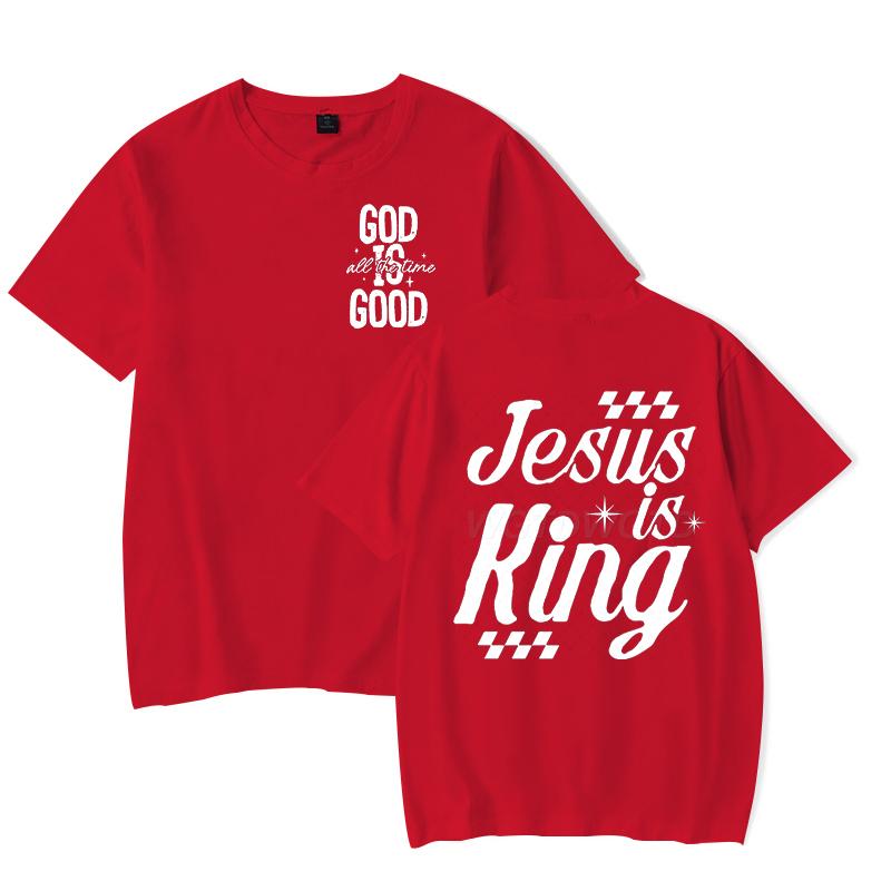 Gift for Christian Tshirt Unisex Women Jesus Is King Graphic Tee Crew Neck Fashion Summer Tops Jesus Religious Faith Based TShirt