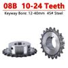 1pc 08B Industrial Drive Sprocket Wheel 45# Steel Chain Gear 10 11 12 13 14 15 16 17 18 19 20 22 23 24 Teeth Bore 10-40mm