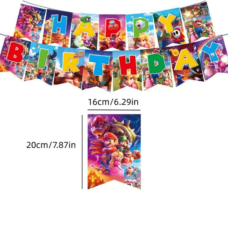 Mario Movie Kids Birthday Party Decoration Banner Tableware Supplies