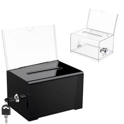 1 Pc Acrylic Plastic Container With Lock And Sign Holder Durable Solid Ballot Box Voting Tip Jar Suggestion Box For Office Use