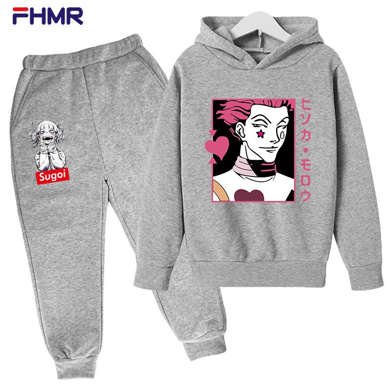 Lovec na plný úvazek Teplý ležérní chlapecký a dívčí svetr s kapucí + dětské kalhoty