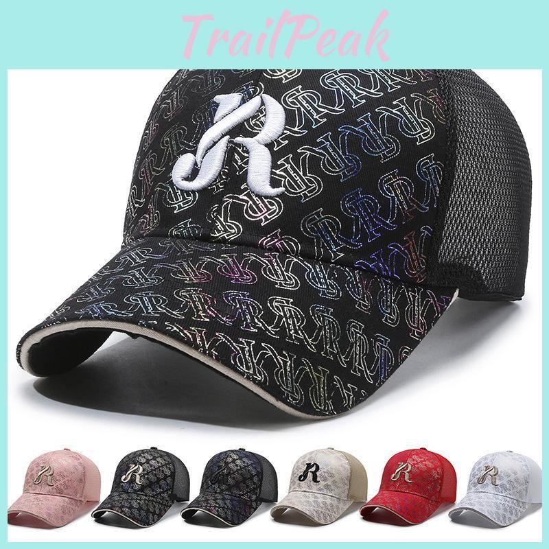 R Letter Embroidered Baseball Hat Stylish Sun Protection Peaked Cap Gift Fashion