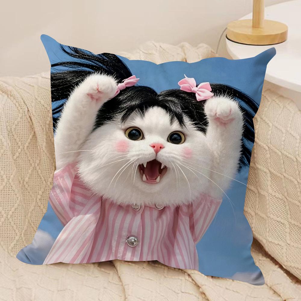 

Cute cat dog Kawaii gift Cushion Cover Silky Short Plush Invisible Zipper Dustproof Sofa Pillow Case for Home Decor 30x30cm