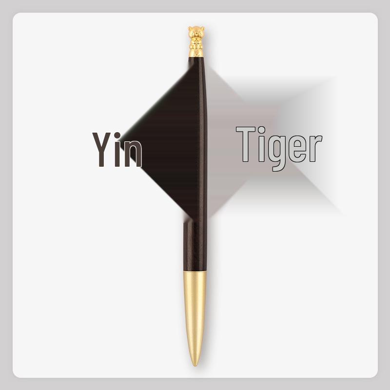 Brass Zodiac Sign Calligraphy Pen - Sandalwood Engraving 