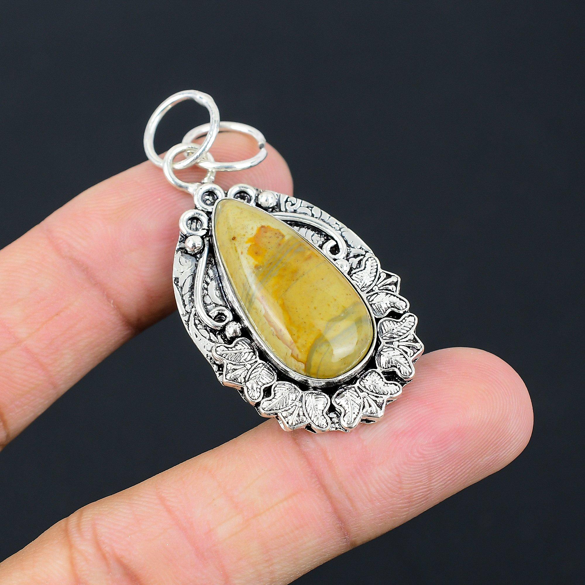 Polychrome Jasper Gemstone Wedding Mother Pendant Jewelry 925 Sterling Silver