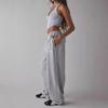 Pantaloni Sportivi da Donna Rosa Chiaro a Gamba Larga con Striscia Laterale e Vita Elastica