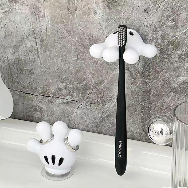 Toothbrush Holder Mickey Palm Cute Bathroom Towel Suction Cup Multi-function Hook Traceless Hook Data Cable Winder