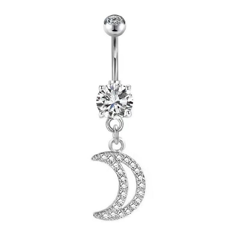Fashionable Sterling Silver Belly Button Rings for Women Zircon Navel Dangle Body Piercing Jewelry Parties Wear