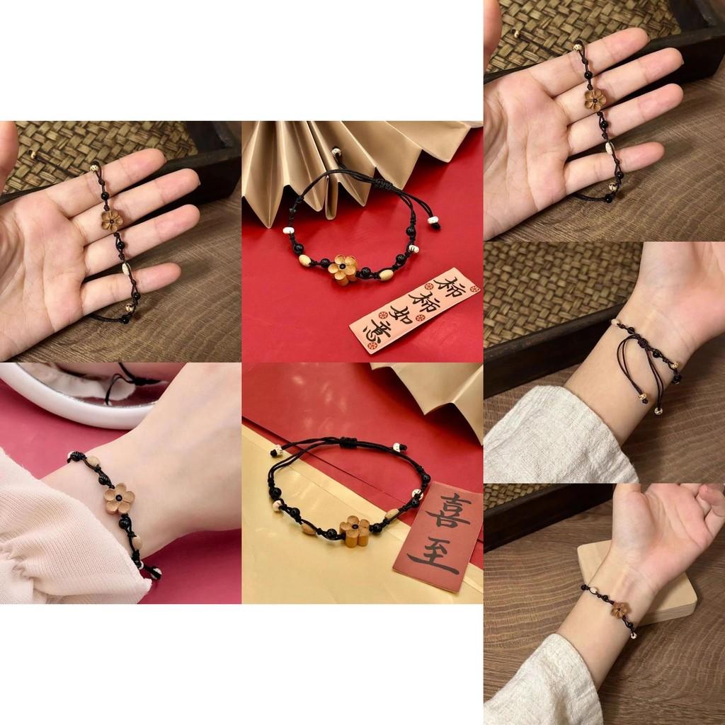 Exquisite Handwoven Peach Blossom Bracelet For Women In Trendy New Chinese Style