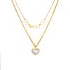 Fashion Creative Two Layer Layering Hollow Double Heart Pendant Chain Pearl Heart Necklace