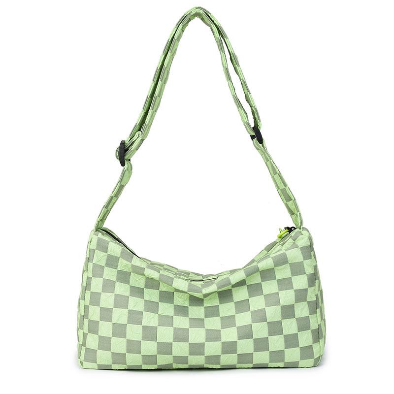 Plaid Large Capacity Crossbody Shoulder Bag with Wide Strap