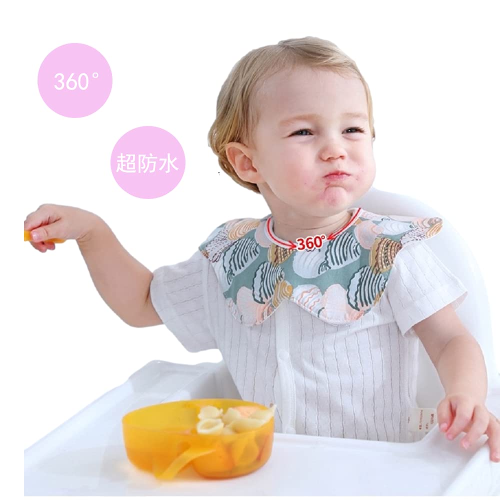 Baby Bib Set of Baby Aprons for Stylish Gift Elf-feer Bibs, 360, Waterproof, 6, Mealtimes, Petal-Shaped, (Color 4)