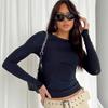 Autumn New Women's T-shirt Solid Color Round Neck Base Shirt Slim Fit Wearing Hands Long Sleeved Top for Women