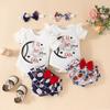 Summer Baby Girl Fan Letter Top, Ruffled Bow Shorts & Headband Set - 3-Piece