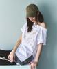 Ledeoli Vintage Slit One-Shoulder Short Sleeve T-Shirt [White]