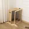 Wooden Pet Gate, Freestanding Dog Security Barrier with Two Support Feet - Natural Tone