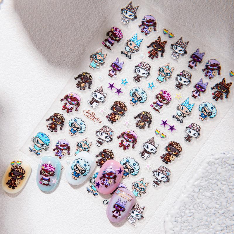 Cyansea 3D Милые Кошки Наклейки для Маникюра - Рельефные Кавайные Дизайны для Домашнего Маникюра CF-263