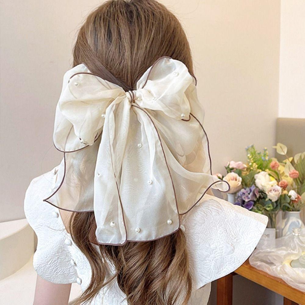 Ribbon Hair Clip Chiffon Material Hairpin Chiffon Hair Accessory Lightweight Ponytail Clip For Formal Event Casual Wear