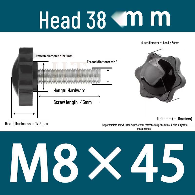 32-Head Rubber Six-Star Plum Blossom Handle Knob M5/M6/M8 Plastic Thumb Screw
