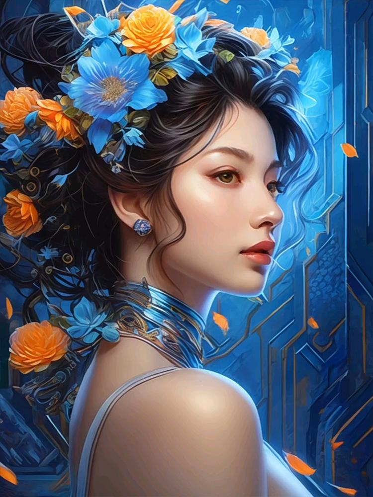 Beautiful Flower Woman DIY All Diamond Painting Abstract and Elegant Girl Cross Embroidery Diamond Mosaic Embroidery Decoration