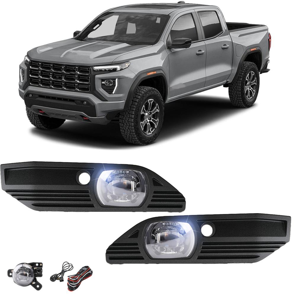 LH+RH LED Fog Lights with Bezel & Wire Harness & Switch For GMC Canyon 2023 2024