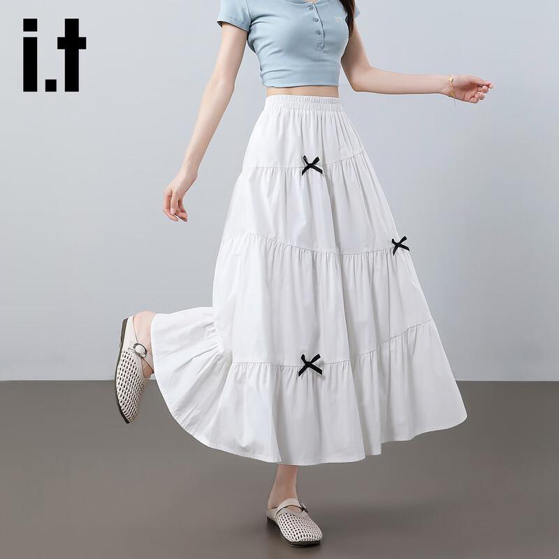 

izzue it Women s White Fluffy A-Line Midi Skirt L