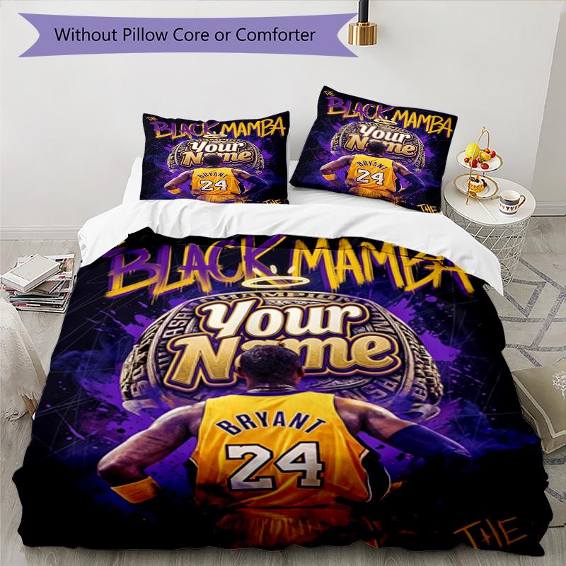 3pcs Custom Name Black Mamba Tribute Printed Bedding Set Duvet Cover Closure Includes 1 Duvet Cover & 2 Pillowcases, Soft and Comfortable for All Seas