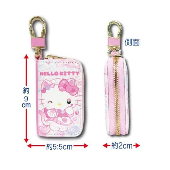 Hatayama Shoji Sanrio Smart Key Case Nekoneko Maid Hello Kitty Black rotating carabiner Double ring Key storage Character goods Car key compatible