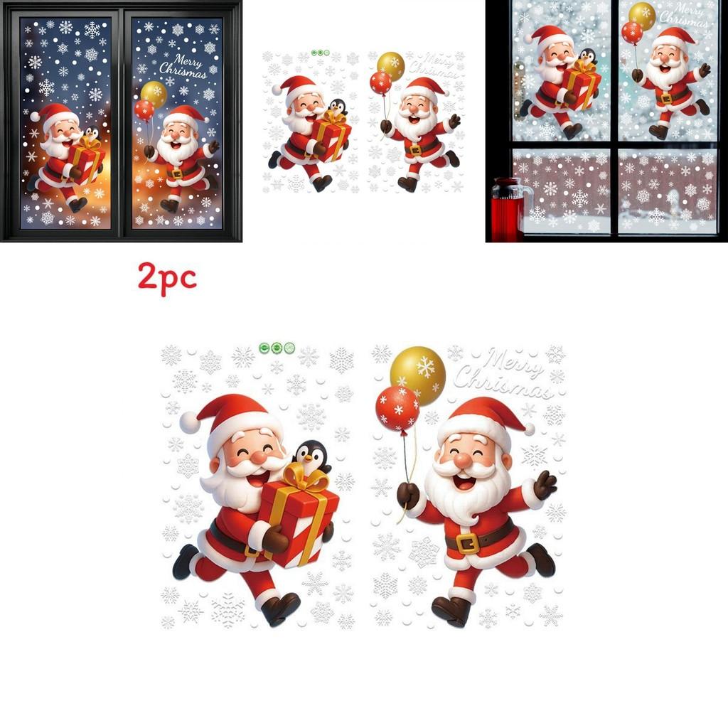 Christmas Static Cling Decals With Santa Snowman Snowflakes For Window Decor