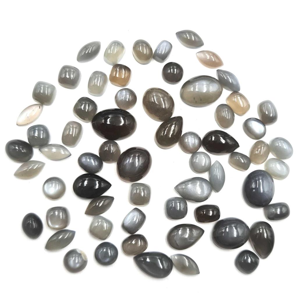 Natural Grey Moonstone Cabochon Loose Gemstone Lot 15-20 Pcs 100 CT For Jewelry Making