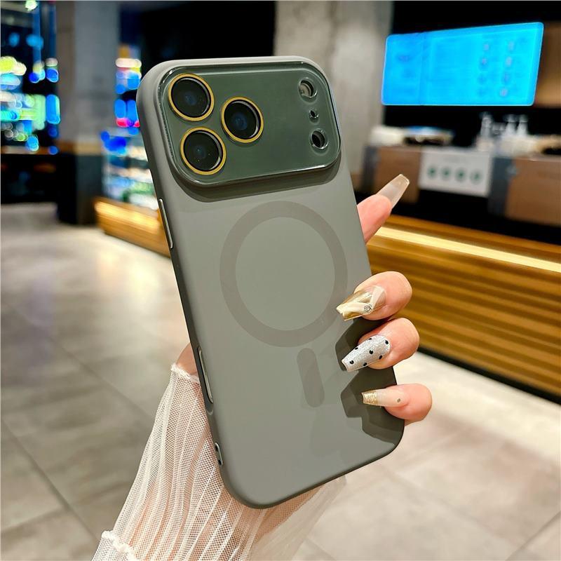 Magnetic Window iPhone 17 Case, Solid Color Liquid Skin Feel, Soft Drop-Proof Cover for Apple 16 Pro Max